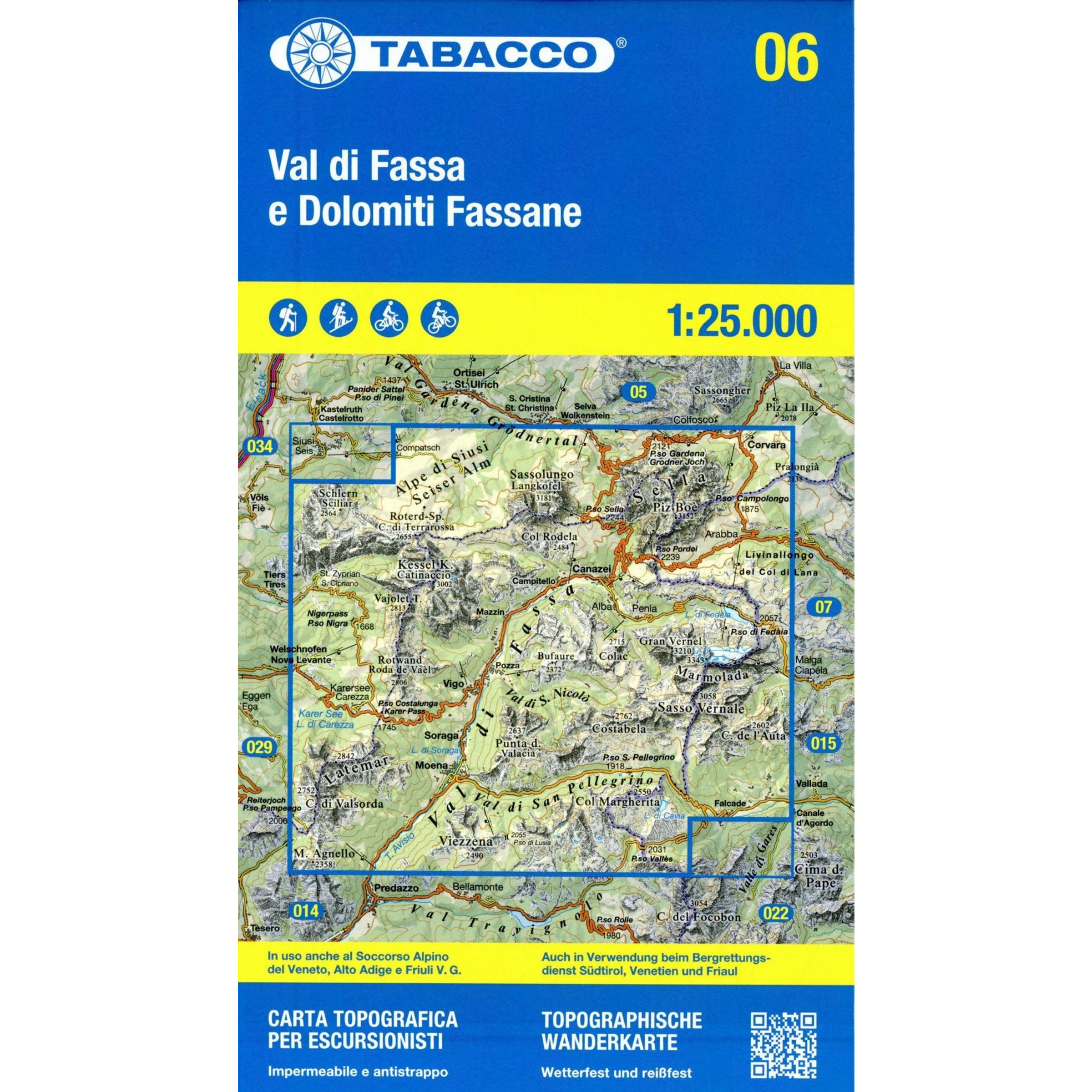 Tabacco Val di Fassa e Dolomiti Fassane 06 Wanderkarte Topografische Karten gruen