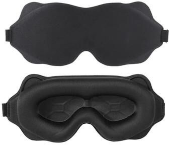 Inspire Curations 3D Contoured Sleep Mask For Total Darkness Light Blocking Eye Mask For Deeper, More Restful Sleep black
