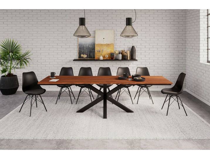 SAM® Essgruppe Kapolei, Baumkante, Akazienholz massiv, 2x Ansteckplatten und 12 Stühlen