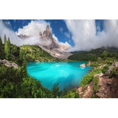 Fototapete PAPERMOON "Photo-Art JEAN CLAUDE CASTOR, VENETIEN - LAGO DI SORAPIS PANORAMA", bunt, B:4,5m L:2,8m, Vlies, Tapeten