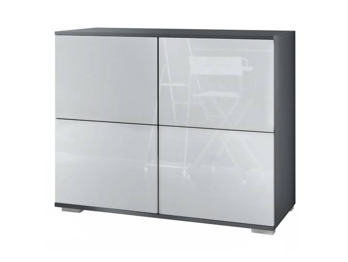 Vladon Kommode Rova Weiß Hochglanz, 92.5x75.5x35 cm, Kleinmöbel, Kommoden, Kommoden