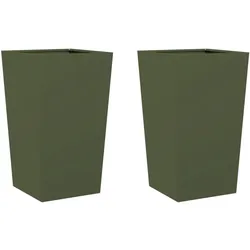 Helloshop26 - Hochbeet-Pflanzkasten für Pflanzen Blumen Garten Terrasse 2er-Set olivgrün 45 x 45 x 75 cm Stahl grün 02_0039085