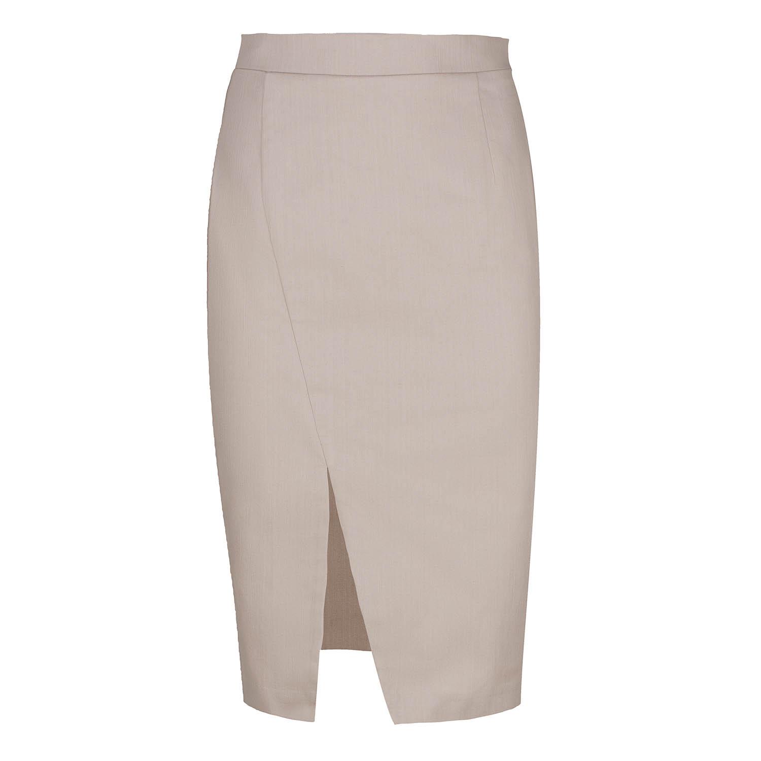 Beige denim kokerrok