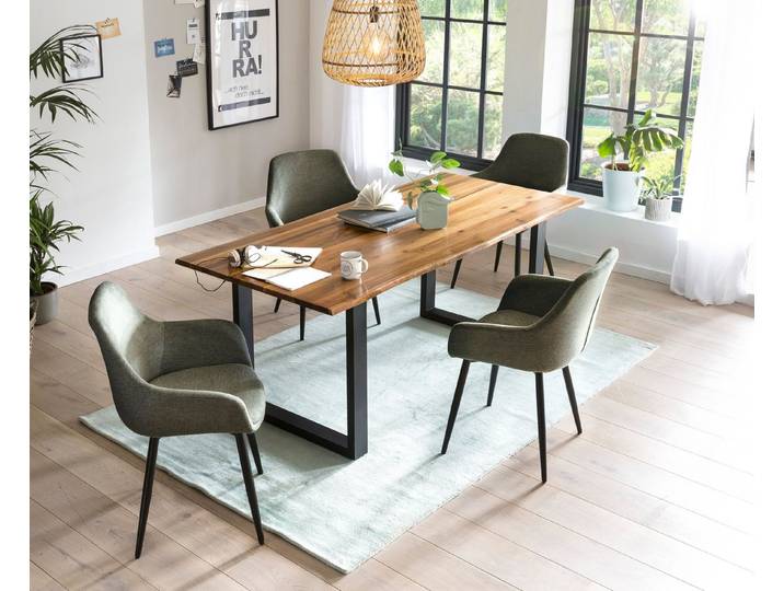 SalesFever Essgruppe - stilvolles Design, (Set, 5-tlg), 5-teiliges Set mit authentischer Baumkanten-Tischplatte