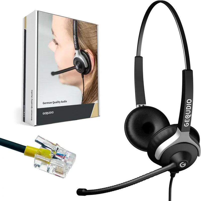 Gequdio Headset 2-Ohr für Mitel,Aastra,Poly,Gigaset-RJ Kabel