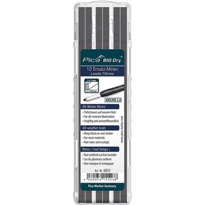 Pica Zimmermanns-Minen BIG Dry 6051 ANILINE 2.0, 2B, wasserfest, für alle Oberflächen, 12 Stück