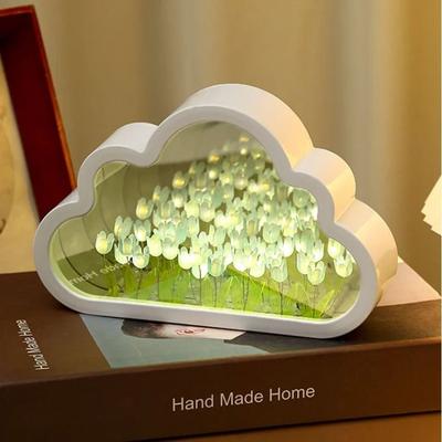 Uplifted Finds Handmade DIY Cloud Tulip Mirror Lamp blue