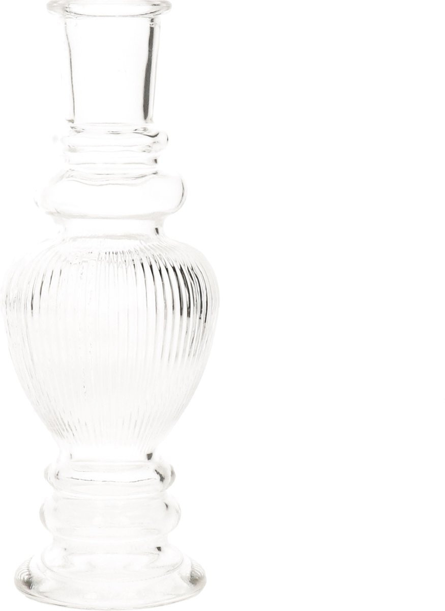 Venice Kaarsen kandelaar - Glas - Ribbel - Transparant - D5,7 x H15 cm
