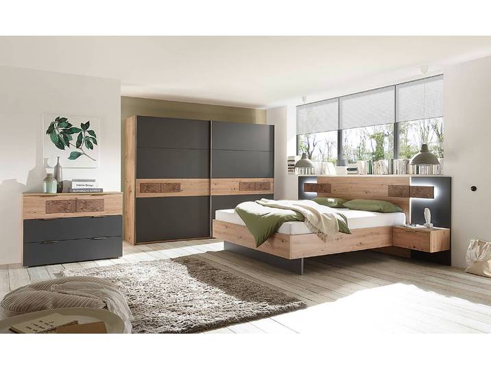 Beleuchtete Bettanlage Kionson 180 x 200cm Grau