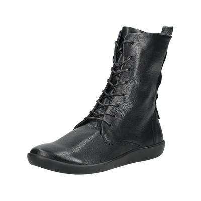 Schnürstiefelette THINK "Think Stiefelette Leder", Damen, Gr. 38,5, schwarz (schwarz, schwarz), Leder, Schuhe Schnürstiefelette