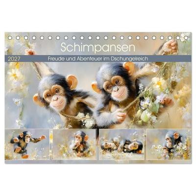Schimpansen. Freude und Abenteuer im Dschungelreich (Tischkalender 2027 DIN A5 quer), CALVENDO Monatskalender