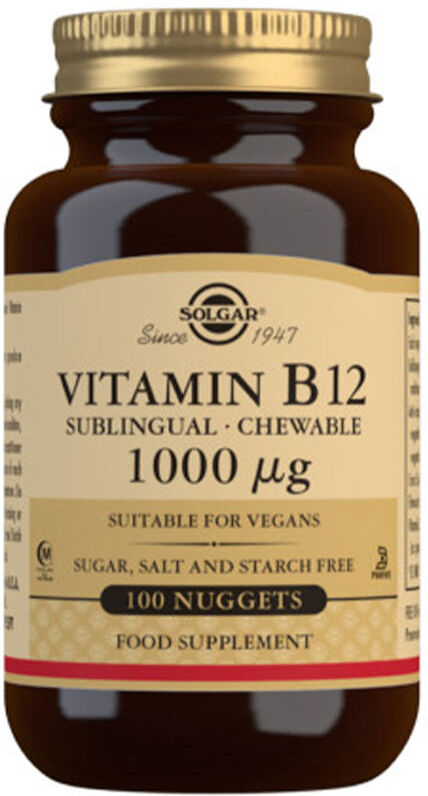 Solgar Vitamina B12 1000mcg. Cianocobalamina cápsulas mastic 100 u