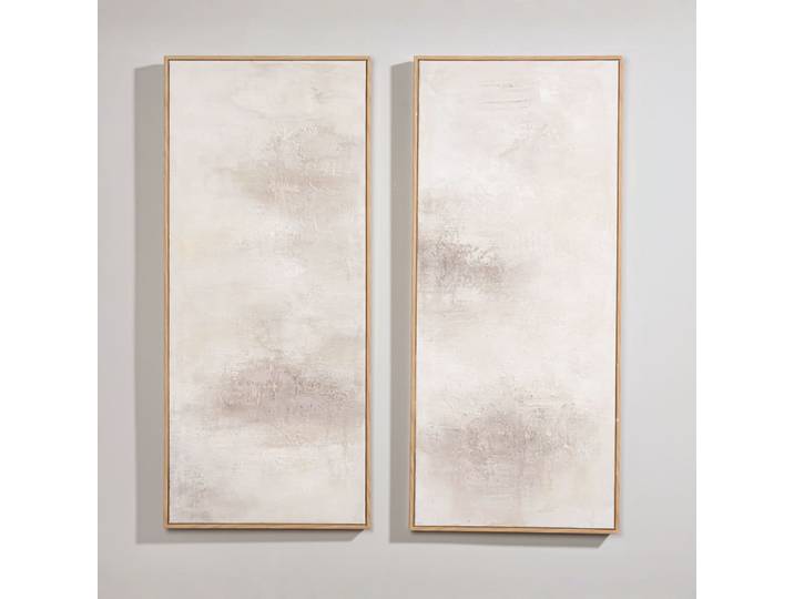 Grau und weiß bemalte Leinwände, 35x80 cm (x2)