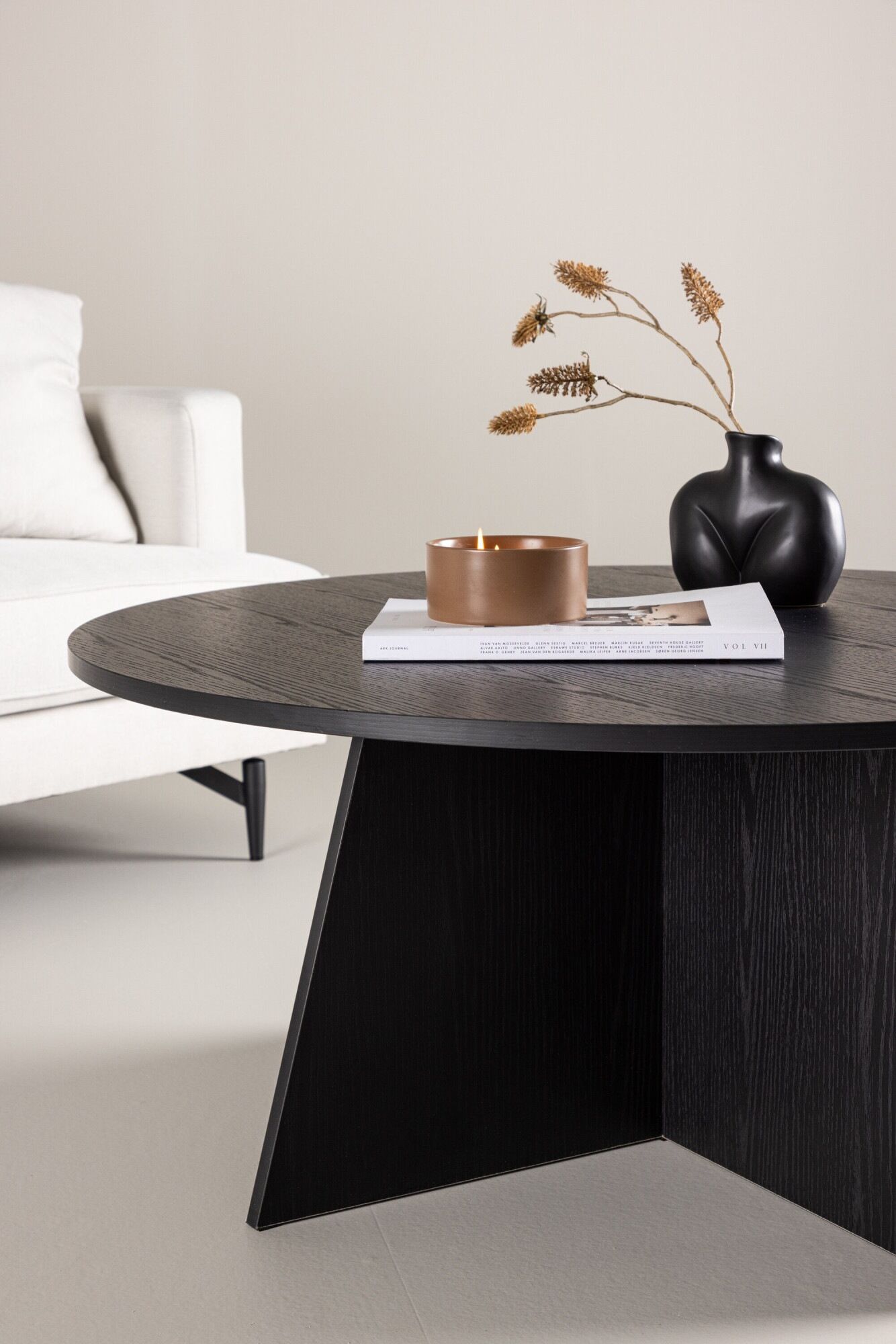 Couchtisch VENTURE HOME "Bootcut, runder Couchtisch in elegantem Schwarz, Ø 100 cm", schwarz (schwarz, schwarz), B:100cm H:45cm T:100cm, Tische, Couchtisch, Sofatisch, MDF, rund, einheitlich, kraftvoll, modern