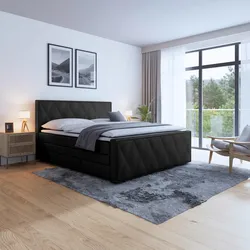 Boxspringbett Porto ca. 180x200 cm Schwarz