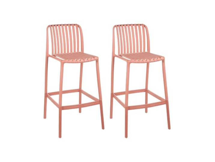 Barstuhl 2er Set Kunststoff hellrot wandelbar 2-in-1-Design Outdoor Ariccia