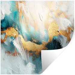 WANDTATTOO Abstrakt - Kunst - Gold - Blau Wanddeko 50x50 cm