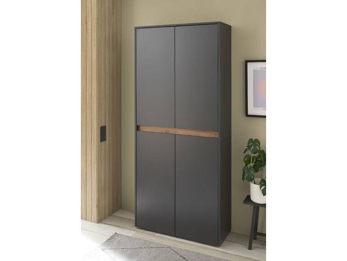 Schuhschrank HOME AFFAIRE City/Giron, modernes Schuhregal, Schrank für 32 Schuhe, Schuhkommode , grau (anthrazit), B:85cm H:195cm T:35cm, FSC-zertifizierter Holzwerkstoff, Schränke, Schuhschrank, acht Schuhfächer, viel Stauraum, 93 cm breit