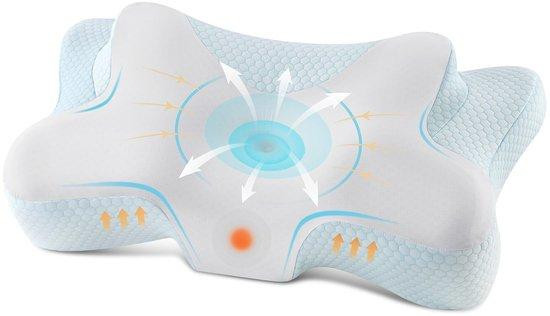 Unyqoos Ergonomisch nekkussen van traagschuim met 2 hoogtestanden en afneembare wasbare hoes