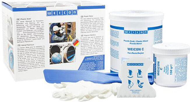 WEICON C, aluminiumgefülltes Epoxidharz-System für Reparatur und Formgebung, 2 kg, grau (10100020)