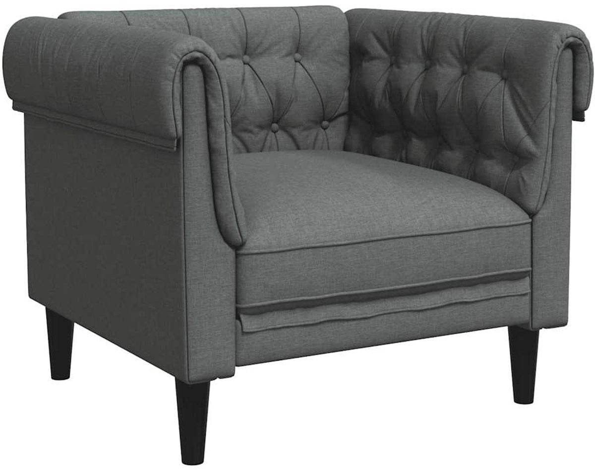 vidaXL Chesterfield-stijl Loungefauteuil - Donkergrijs - Stof