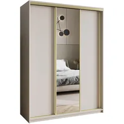 SCHWEBETÜRENSCHRANK TAVI 150/205/60 cm 3-türig mit Spiegel Kaschmir