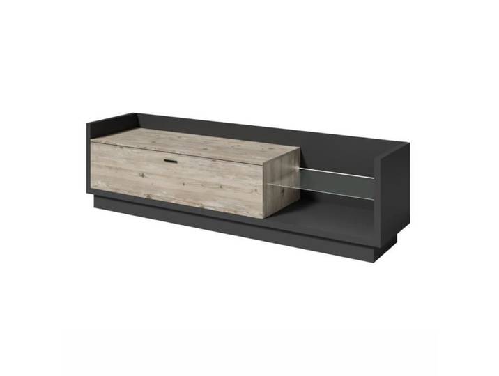 Meuble TV XL 220cm avec LED intégrée. Collection CORK. Coloris gris anthracite et pin. 48 Gris