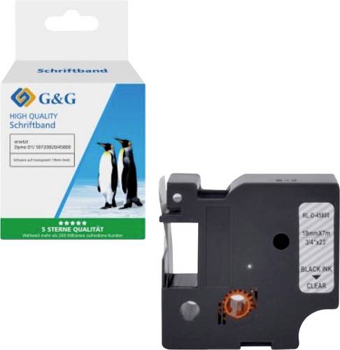 G&G Kompatibel mit Dymo D1/ 45800/ S0720820 Schriftband (19mm x 7m) Schwarz auf transparent - Marke