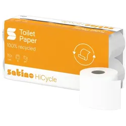 Toilettenpapier Wepa Satino HiCycle hochweiß 2-lagig 8 Rollen/Paket x 250 Blatt, Waffelprägung, Recycling