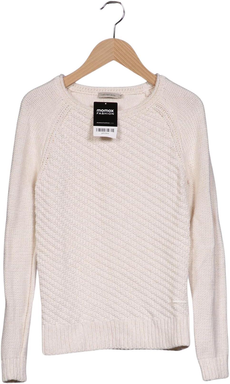 Calvin Klein Jeans Damen Pullover, Cremeweiß, Gr. XS, Baumwolle - Second Hand