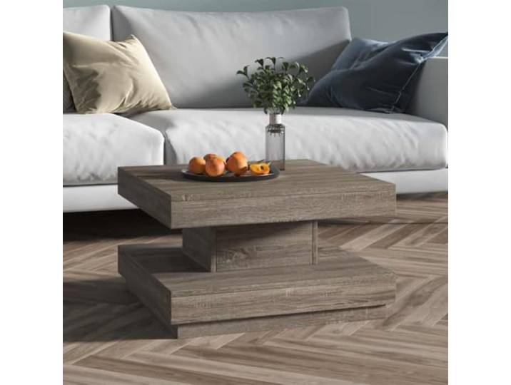 HEFZGDB Grauer Couchtisch 60x60x35 cm aus MDF mit modernem Design für Ihr Wohnzimmer, stabile Tischplatte und Elegante Inneneinrichtung, robuster Beistelltisch mit langlebiger