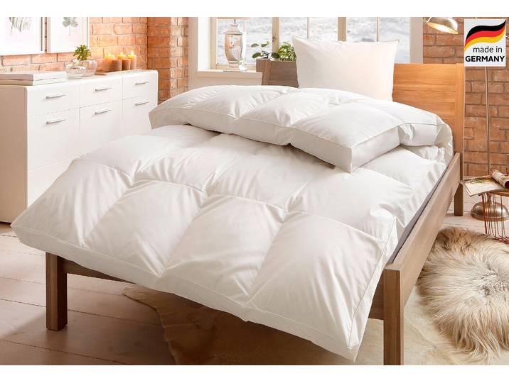 Daunenbettdecke GOODPRODUCT Köniz, 100% Daunen, alle Wärmeklassen, hergestellt in Deutschland , weiss (weiß), B:200cm L:200cm, Bezug: 100% Baumwolle, Bettdecken, Daunenbettdecke, hergestellt in Deutschland