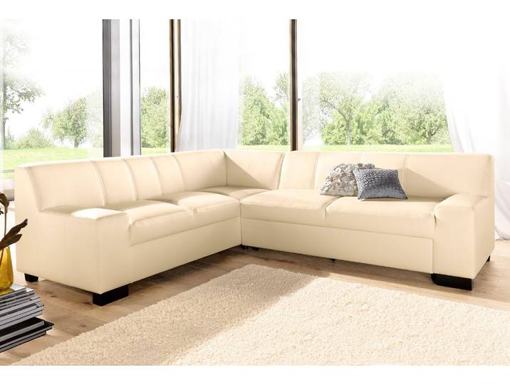 Ecksofa DOMO COLLECTION Norma Top, elegant & modern, flache Armlehnen, Breite 247cm, L-Form , beige (creme), B:247cm H:77cm T:212cm, Sofas, Ecksofa, wahlweise mit Bettfunktion