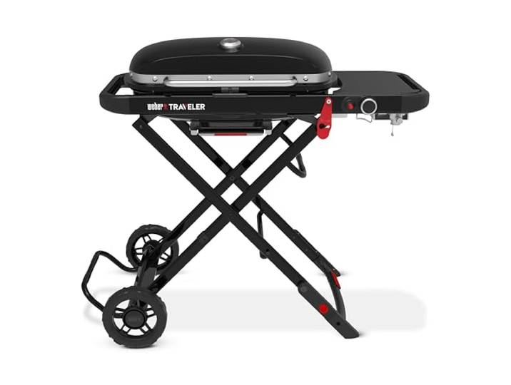 Weber Traveler Gasgrill mit klappbarem Untergestell und Rädern