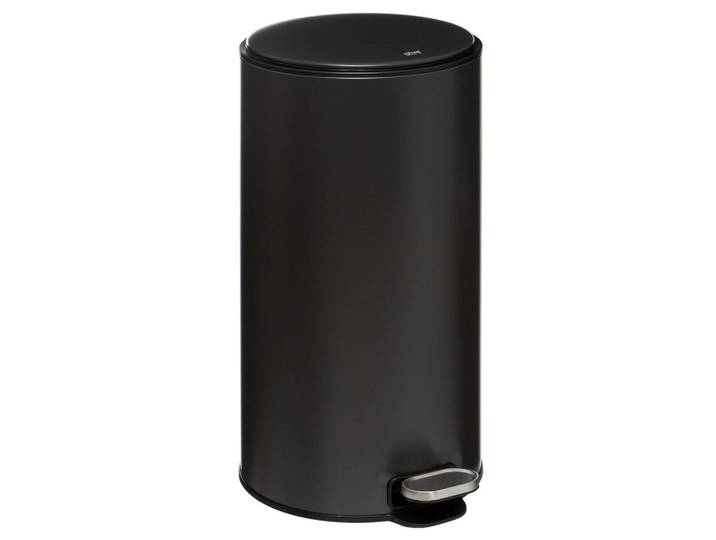 5five Simply Smart Mülleimer aus Metall mit Geruchsfilter Delta 30 l 39/33/62 cm, Schwarz, Rund, 33x62x39 cm, Badaccessoires, Abfalleimer