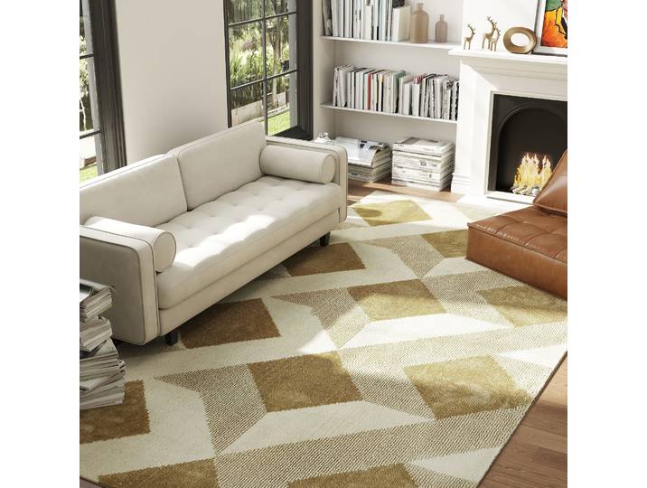 HOMCOM Tapis Salon 230x160cm Poils Courts Lavable Jaune