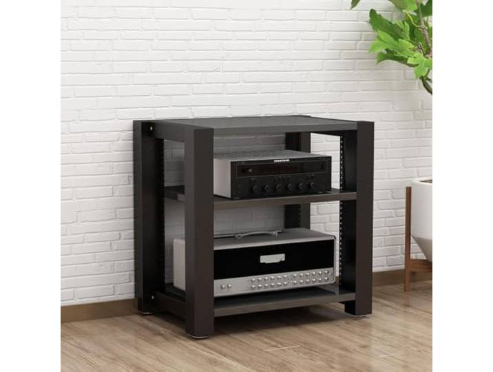 Hifi Rack Stereo-Rack Audio-Rack aus Massivholz und Metall, offenes Gestell 2/3/4/5-stufig mit absorbierenden Füßen, geeignet für Wohnzimmer, Spielzimmer und Schlafzimmer(C,23.6*20*23.6IN)