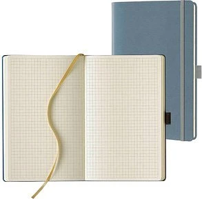 Lediberg Notizbuch 13,0 x 21,0 cm kariert, silbergrau Hardcover 240 Seiten