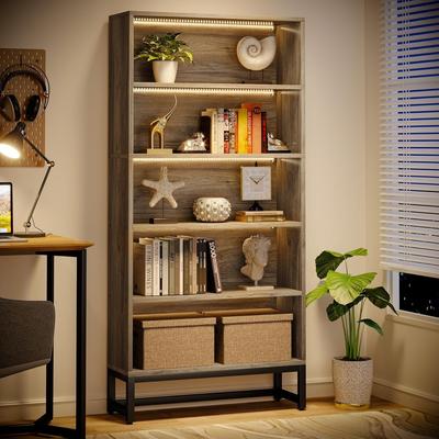 YUZHOU Tall Bookcase Bookshelf, 5-Tier 71 Inch Large Bookcases Organizer