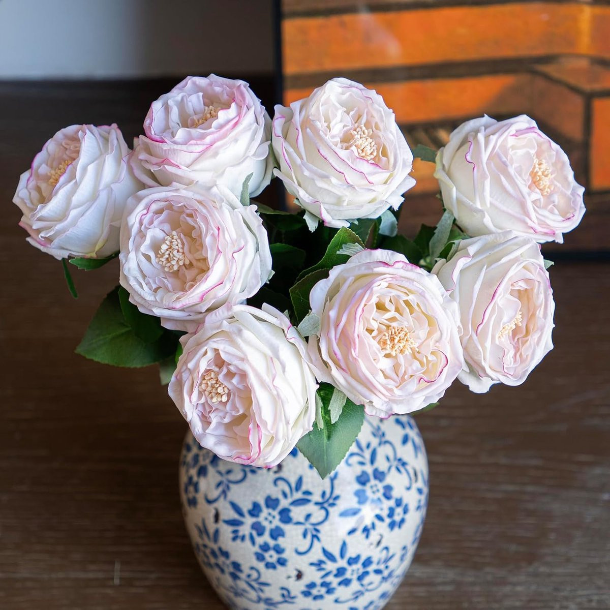 Set van 4 lichtroze kunstbloemen van latex voor decoratie