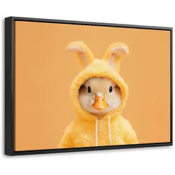 LEINWAND Bilder mit Rahmen - Osterhase - Kostüm - Ente - 60x40