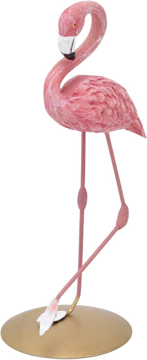 Roze Flamingo Harsbeeldje - Kunstbeeld voor Woondecoratie - Hoogte: 17 cm