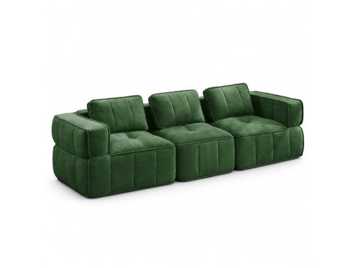 Jastoery Modulares 3-Sitzer Sofa ohne Gestell Schaumstoff Wohnzimmer,Grün Modulares 3-Sitzer-Sofa, stützenloses Design, 32D-Hochdichteschaumstoff, einteilige Schaumstruktur, gleichmäßiger Halt