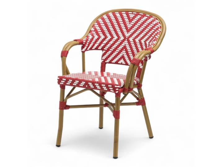 Fauteuil de terrasse BAYONNE - Tressage Rouge et Blanc