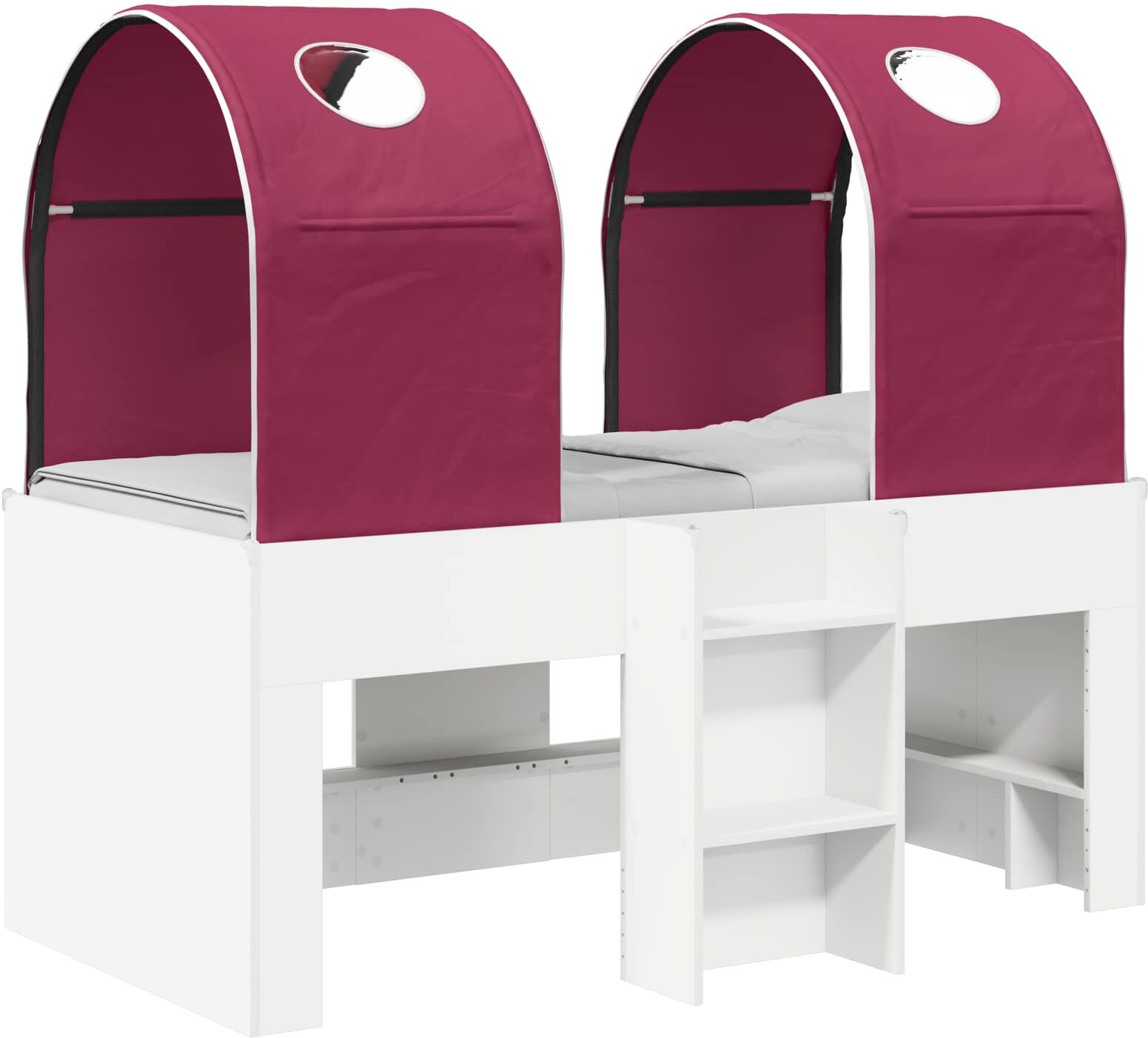 vidaXL Lit avec Tunnel 4 pc Blanc et rouge Bois d'ingénierie
