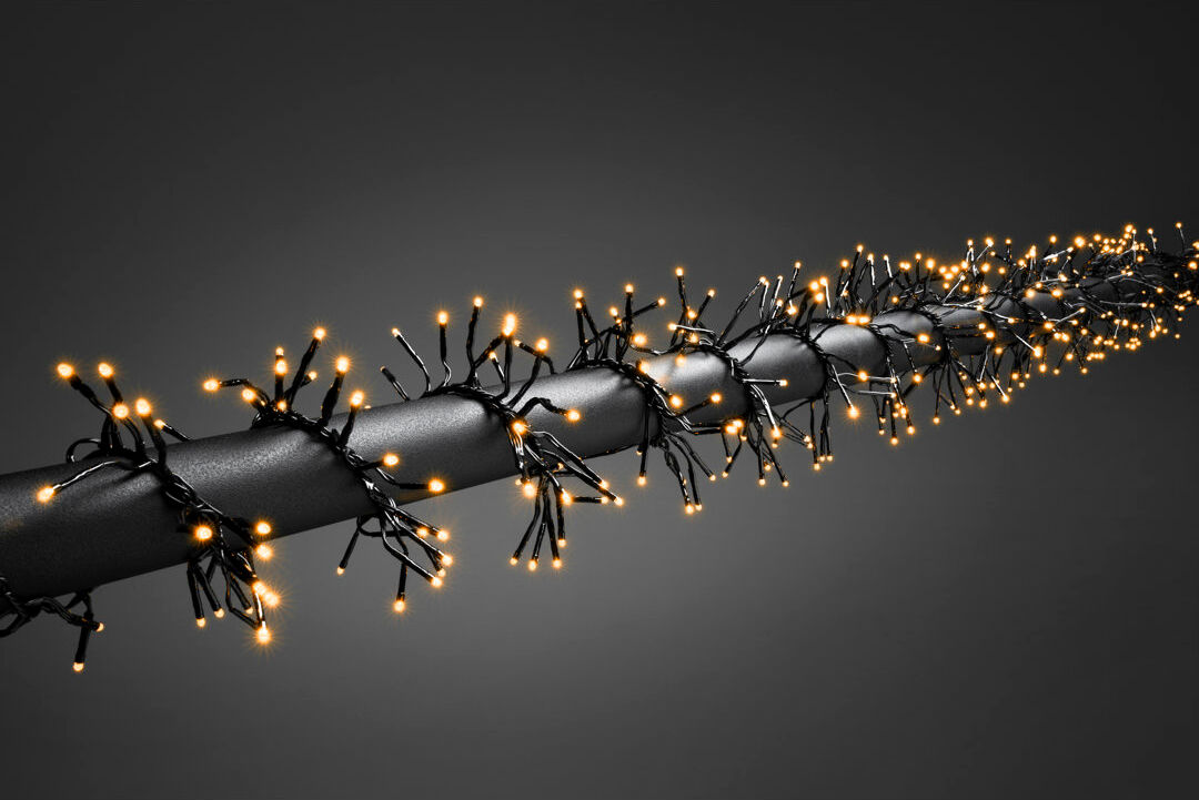 Konstsmide LED Cluster Light Set - Outdoor, Multi-Function, Black Cable Amber White 0.74cm H x 500cm W x 930cm D