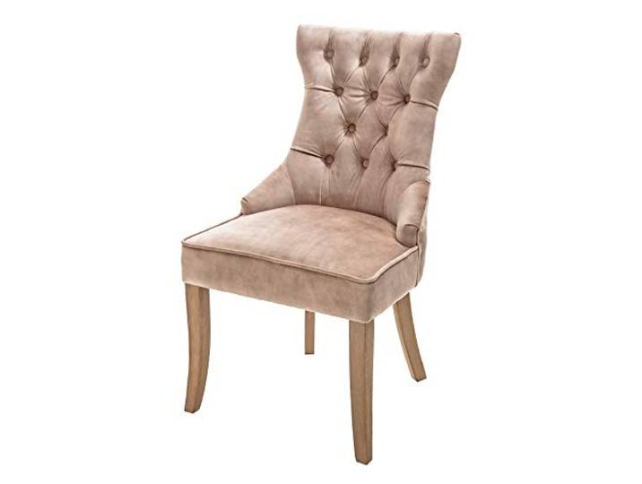 Stuhl CASTLE - 57cm - cappuccino - Samt Massivholz Komfortgriff Ziersteppung, Nosagfederung, stabil, Esszimmerstuhl, Eyecatcher, bequeme Polsterung