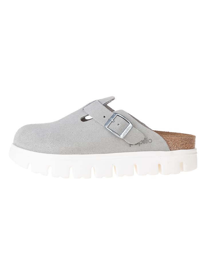 Birkenstock Leder-Clogs "Boston Chunky" in Grau - 38