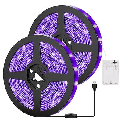 LED-UV-Schwarzlichtstreifen, violettes Licht mit USB- oder batteriebetriebenem SMD2835, 380–400 nm UV-Licht für fluoreszierenden Tanz, UV-Körperbeschichtung, nicht wasserdichte Schwarzlichtlampe