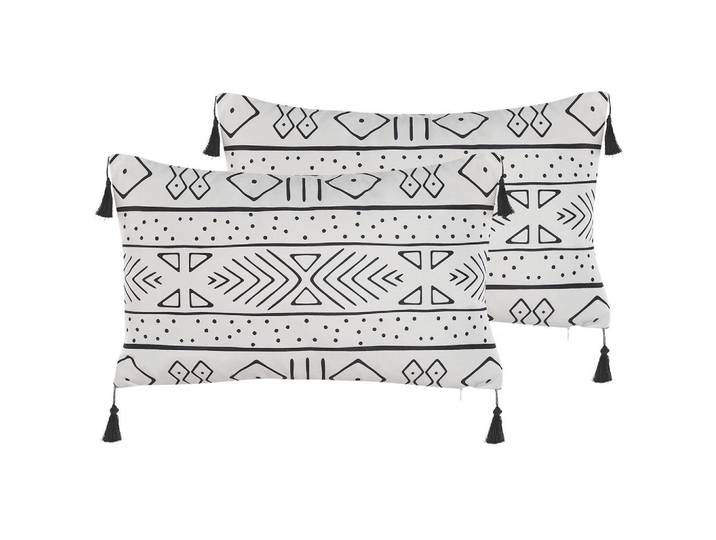Beliani Dekokissen 2er-Set Weiß 30/50 cm Schefflera, 30x50 cm, Heimtextilien, Wohntextilien, Kissen, Zierkissen